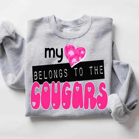 My Heart Belongs To The Cougars DTF Transfer