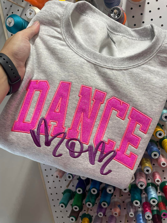 Dance Glitter Applique and Icon on sleeve Embroidered CC Short Sleeve or Sweatshirt