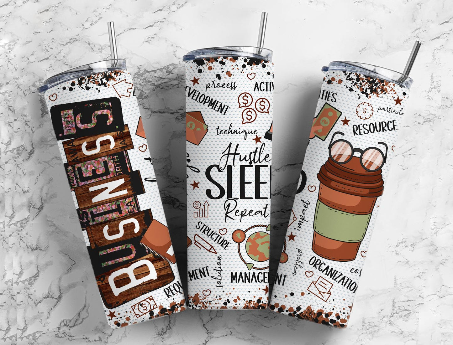 Business Analyst Hustle Sleep Repeat Completed 20oz Skinny Tumbler