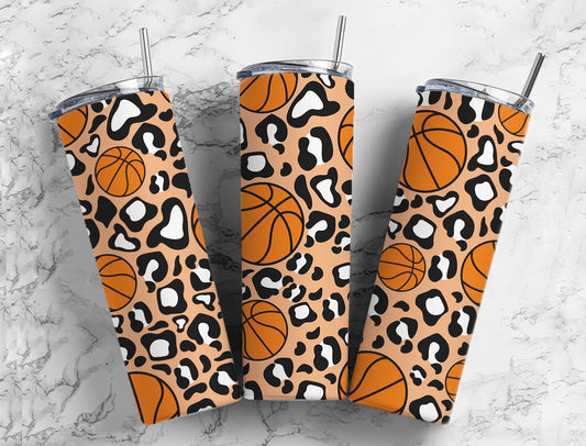 Leopard Basektball Completed 20oz Skinny Tumbler