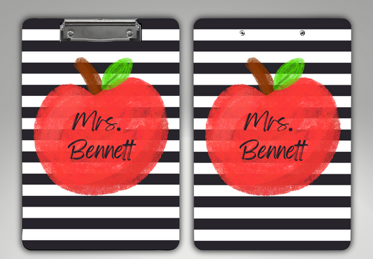 Black and White Stripe Apple Clipboard