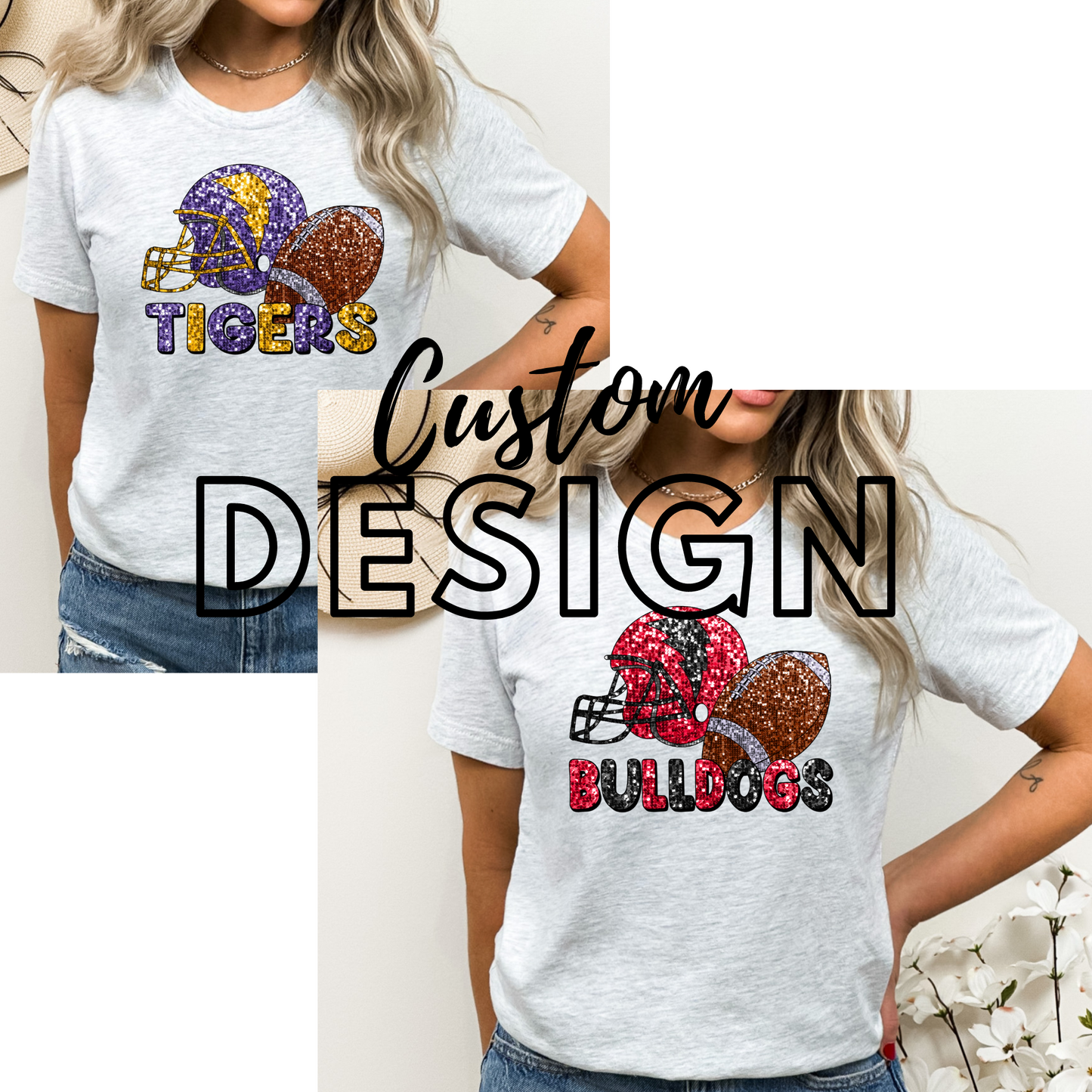 Custom Sequin Football Mascot Design Mockup- No Physical Item!