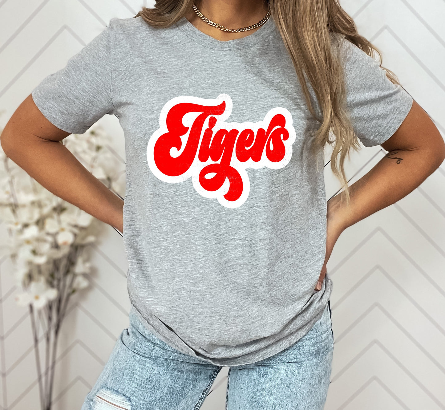 Tigers Vintage Retro Shadow Distressed DTF Transfer