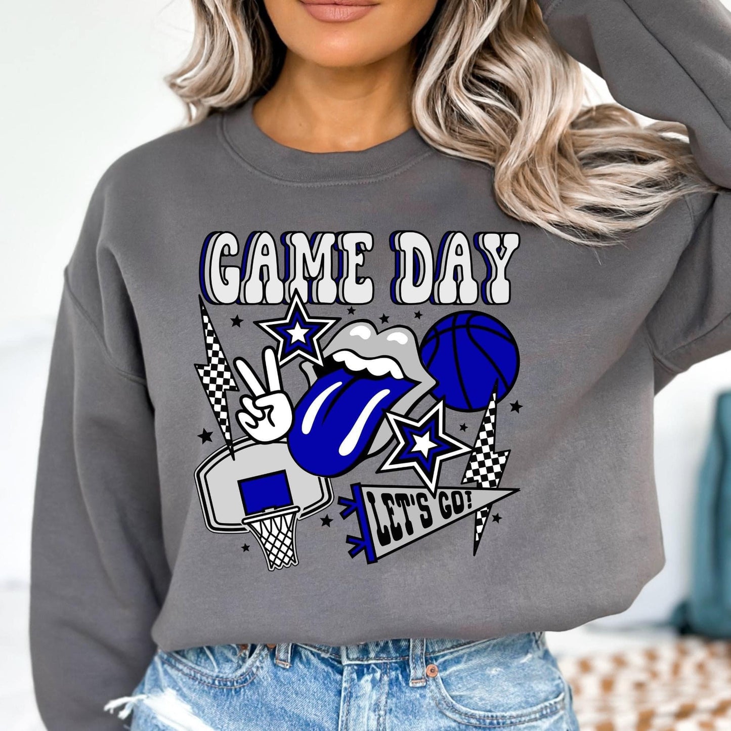 Game Day Basketball Blue DTF Transfer