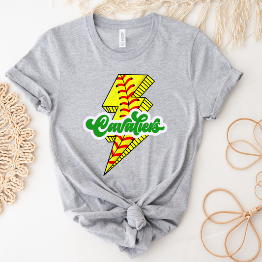 Cavaliers Softball Lightning Bolt Graphic Tee