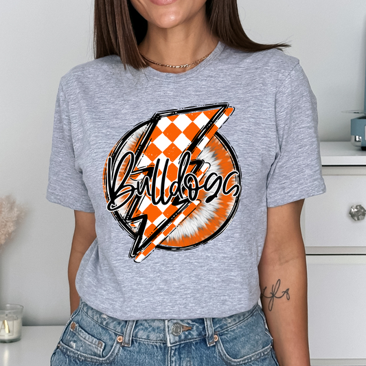 Bulldogs Orange Bolt Circle Graphic Tee