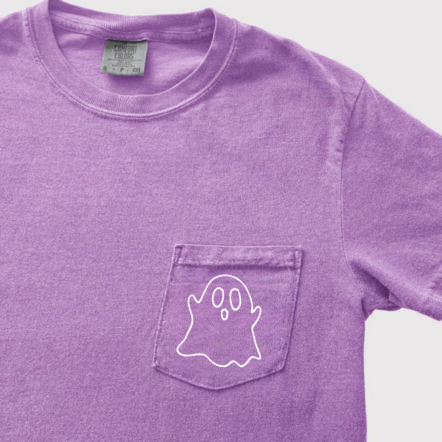 Ghost Embroidered Comfort Color Pocket Tee