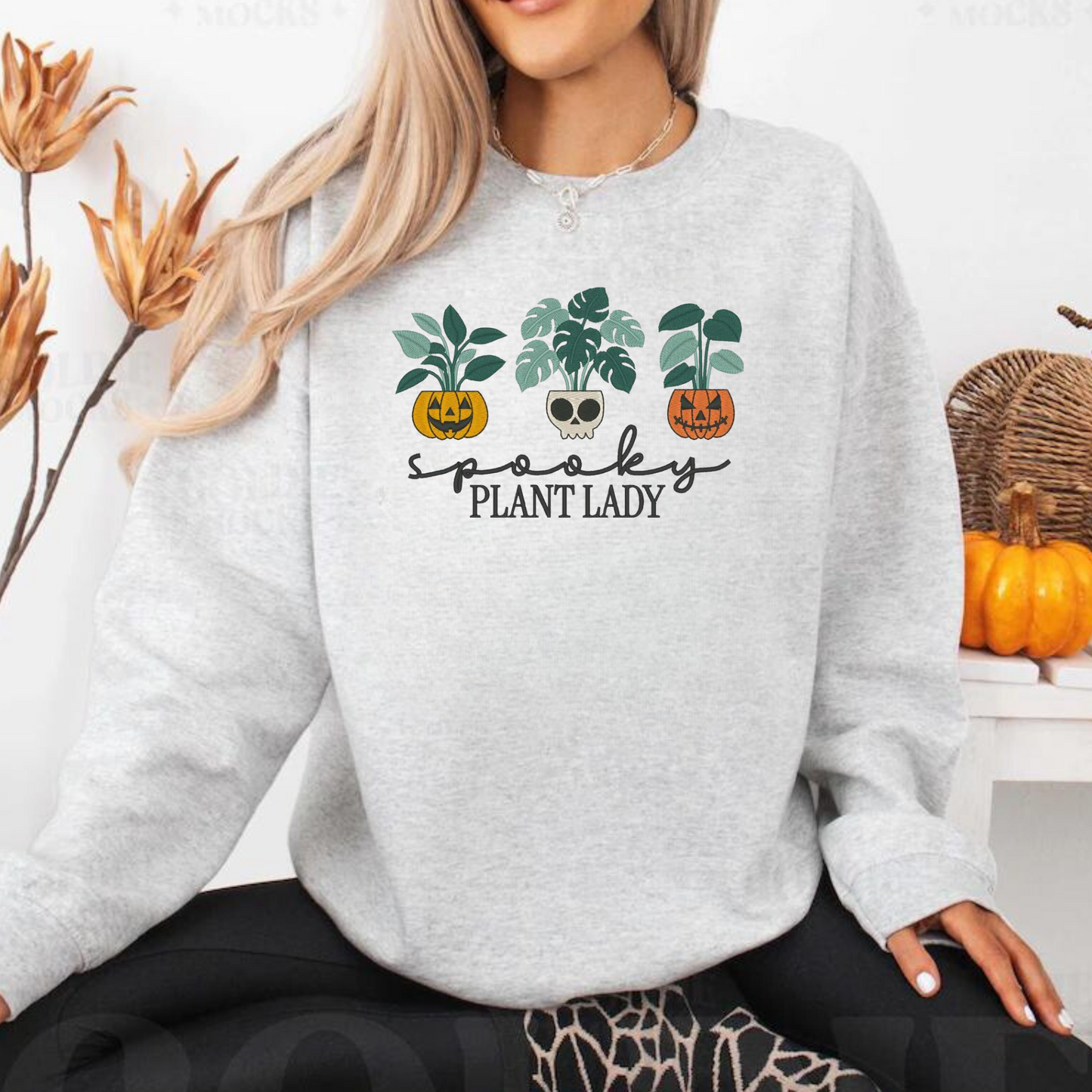 Spooky Pmant Lady Embroidered Sweatshirt