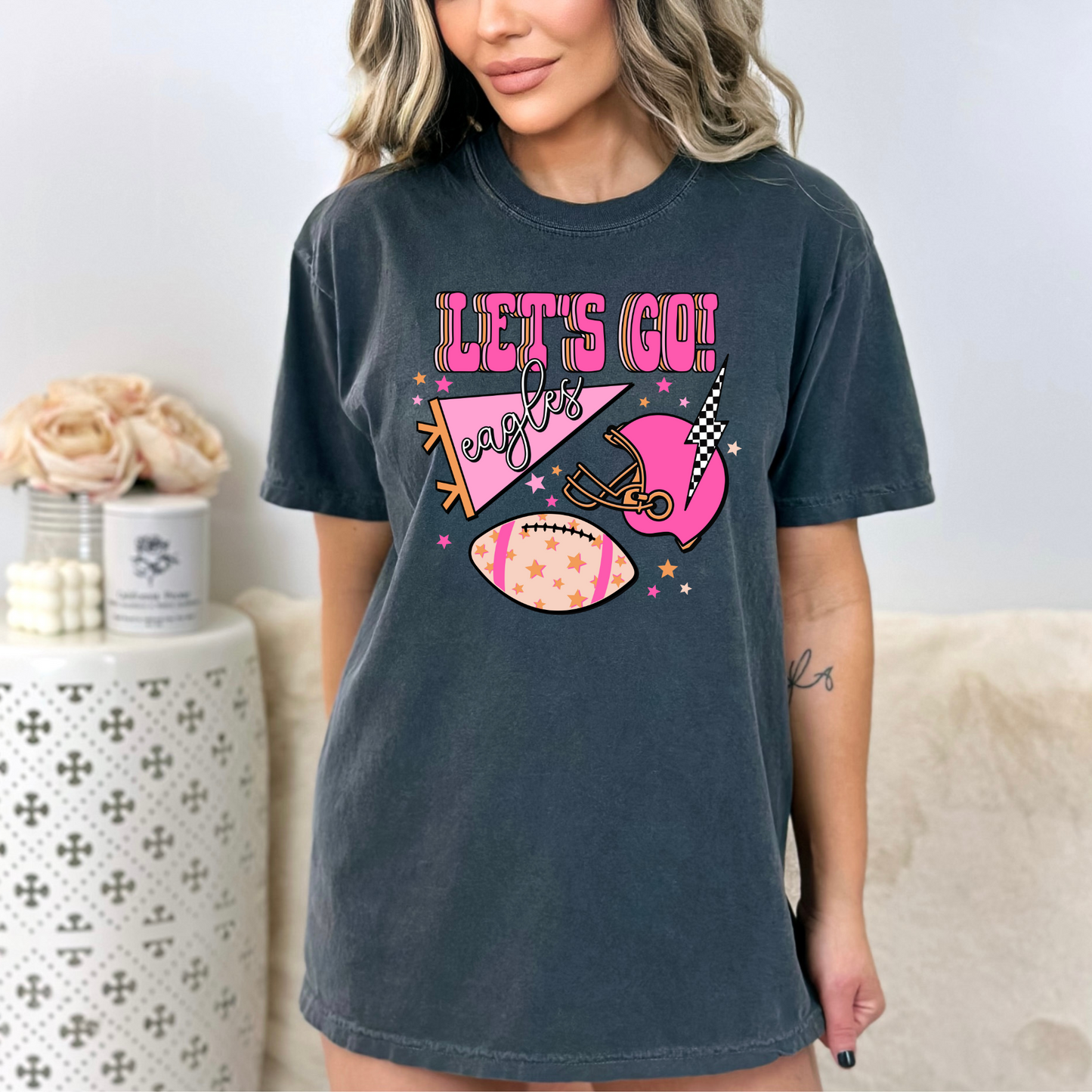 Let's Go Eagles Preppy Graphic Tee