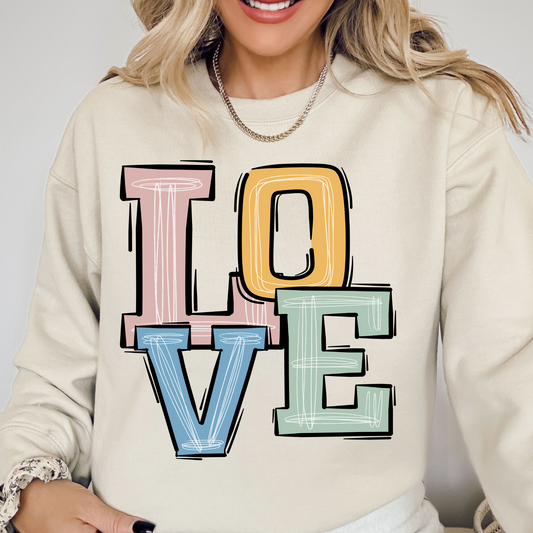 Love Boho Varsity Doodle Graphic Tee