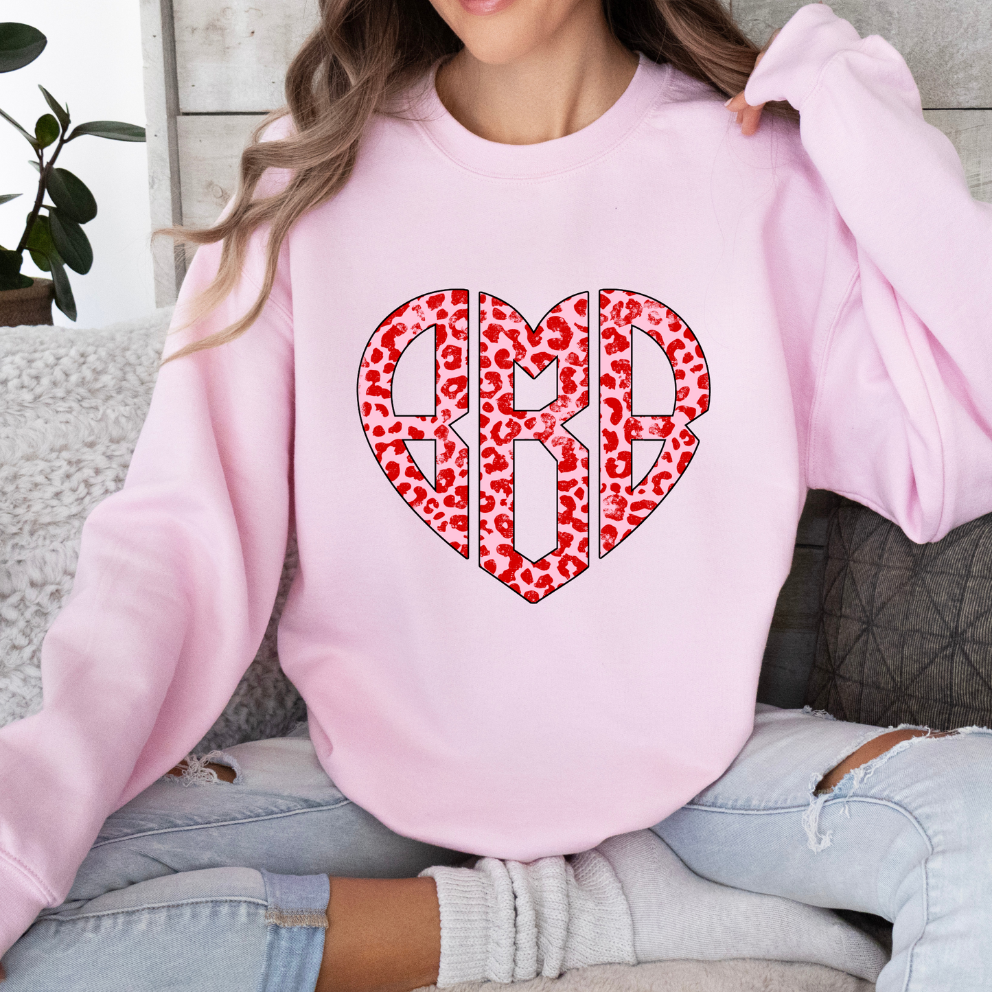 Heart Shaped Monogram DTF Transfer