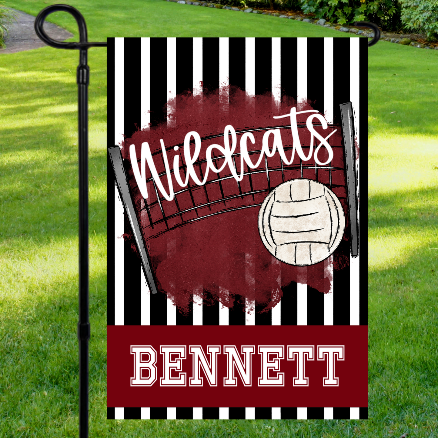 Volleyball Maroon Garden Flag