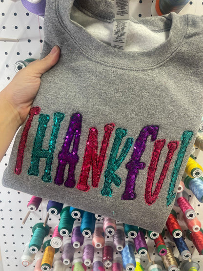 Thankful Colorful Applique Sweatshirt