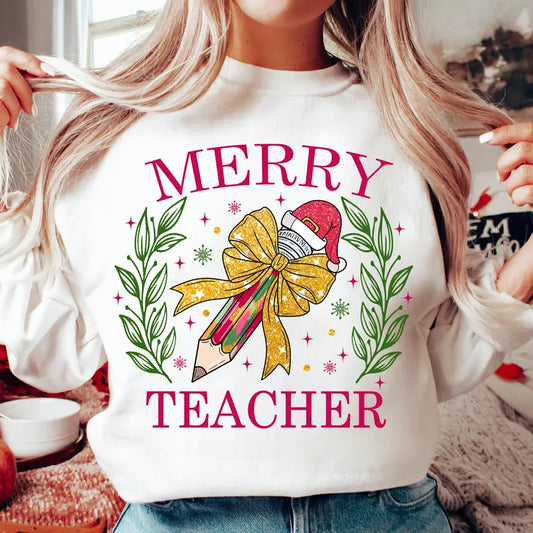 Merry Teacher DTF Transfers