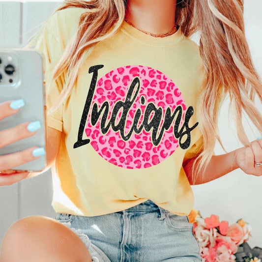 Indians  Pink Leopard DTF Transfer