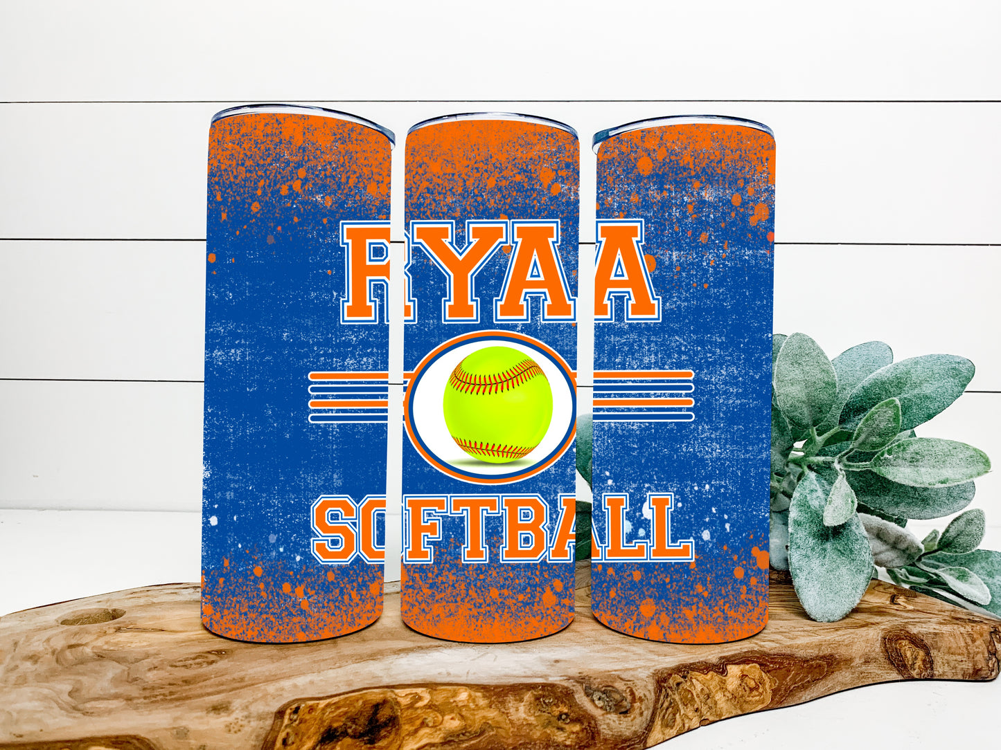 RYAA Softball Completed 20oz Skinny Tumbler