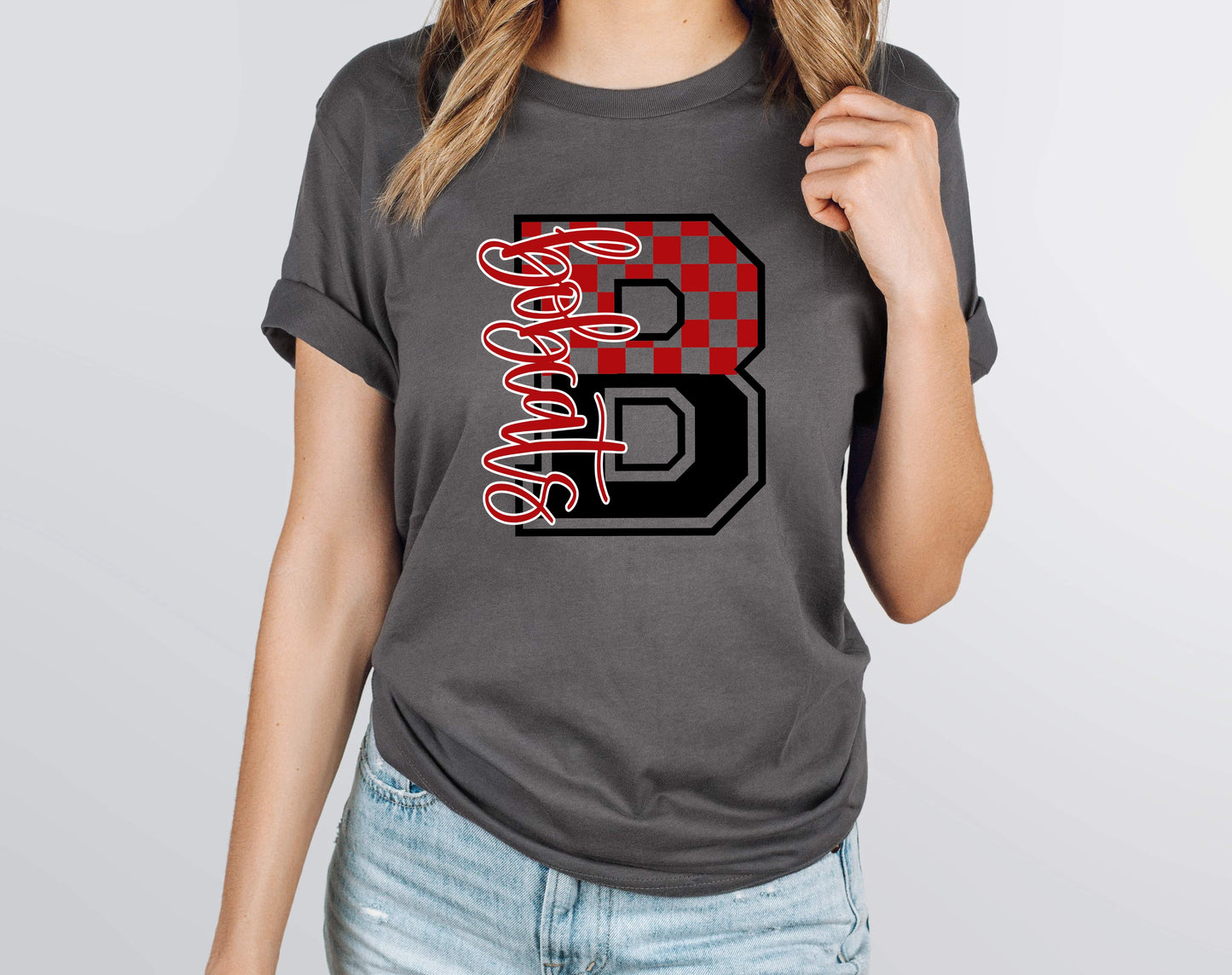 Bobcats Red Checkered Graphic Tee