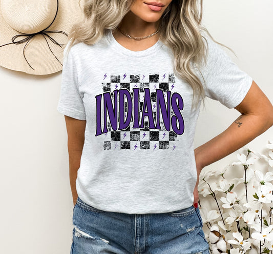 Indians Checkered Retro Graphic Tee