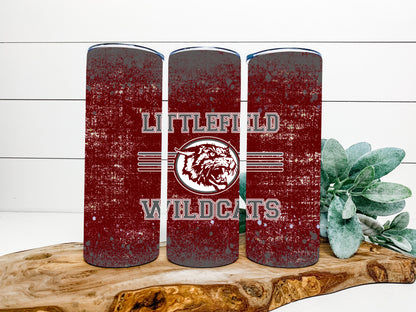 Little Field Wildcats Wildcats Completed 20oz Skinny Tumbler