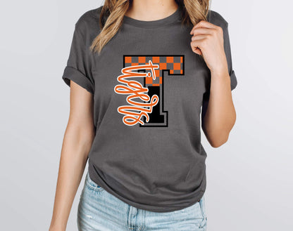 Tigers Orange Checkered Graphic Tee