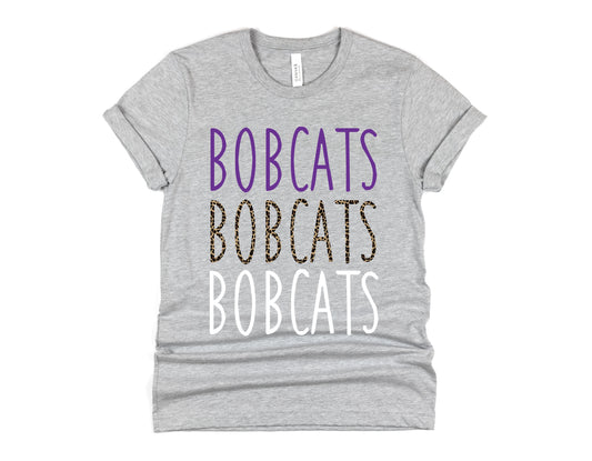 Bobcats Stacked Skinny Mascot Graphic Tee