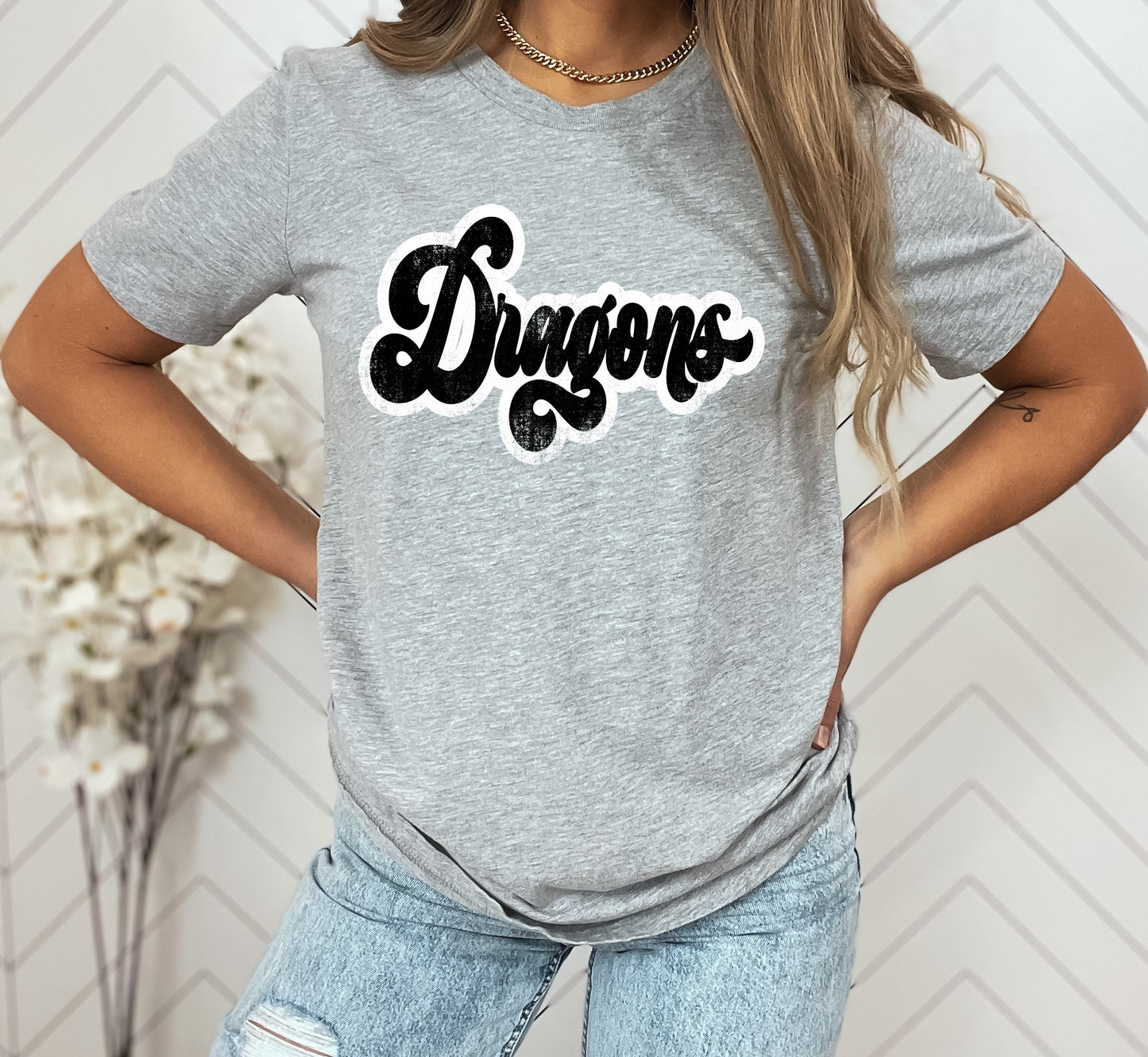 Dragons Vintage Retro Shadow Distressed DTF Transfer