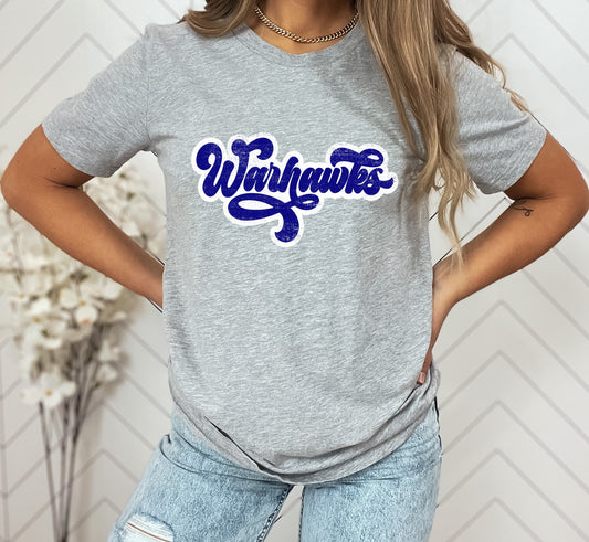 Warhawks Vintage Retro Shadow Distressed DTF Transfer