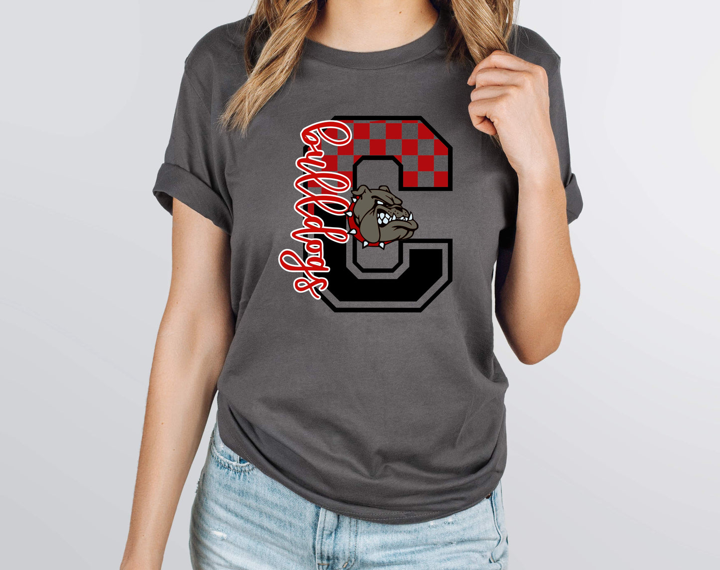 Bulldogs Red C Checkered Graphic Tee