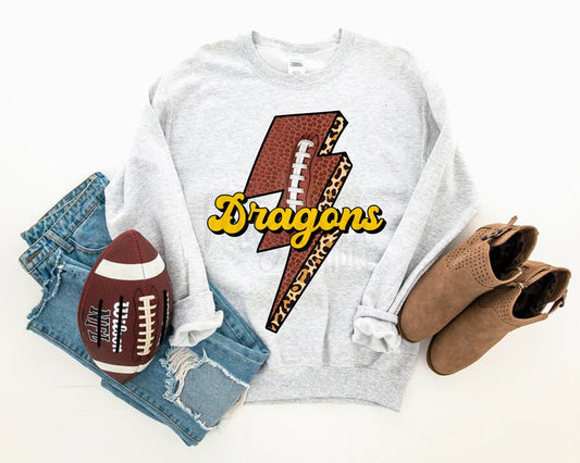 Dragons Football Lightning Bolt Graphic Tee