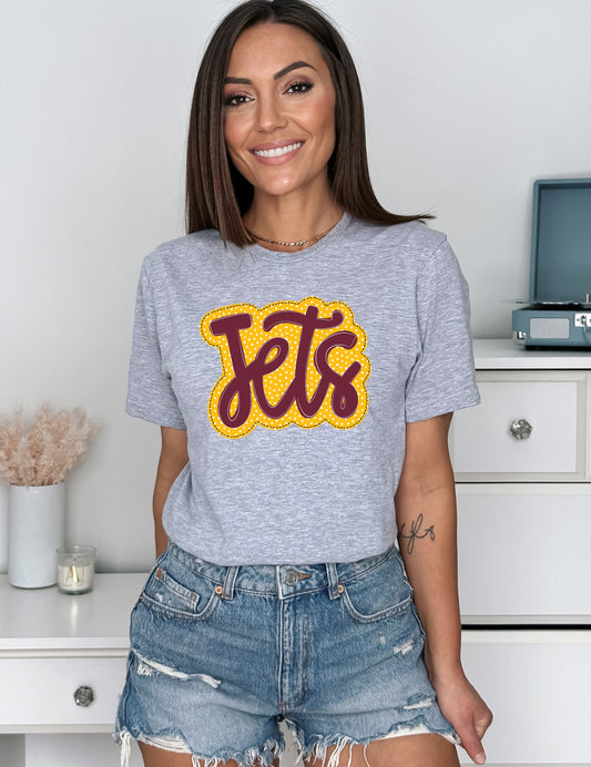 Jets Faux Applique Graphic Tee