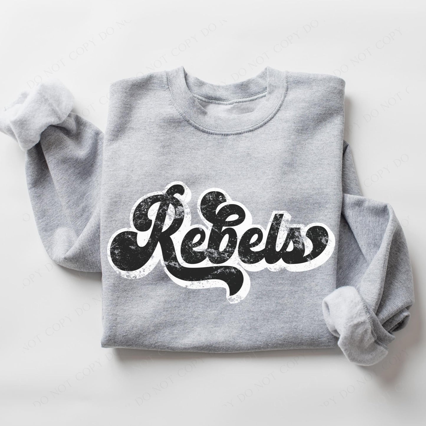 Rebels Vintage Black & White Retro Shadow Distressed DTF Transfer