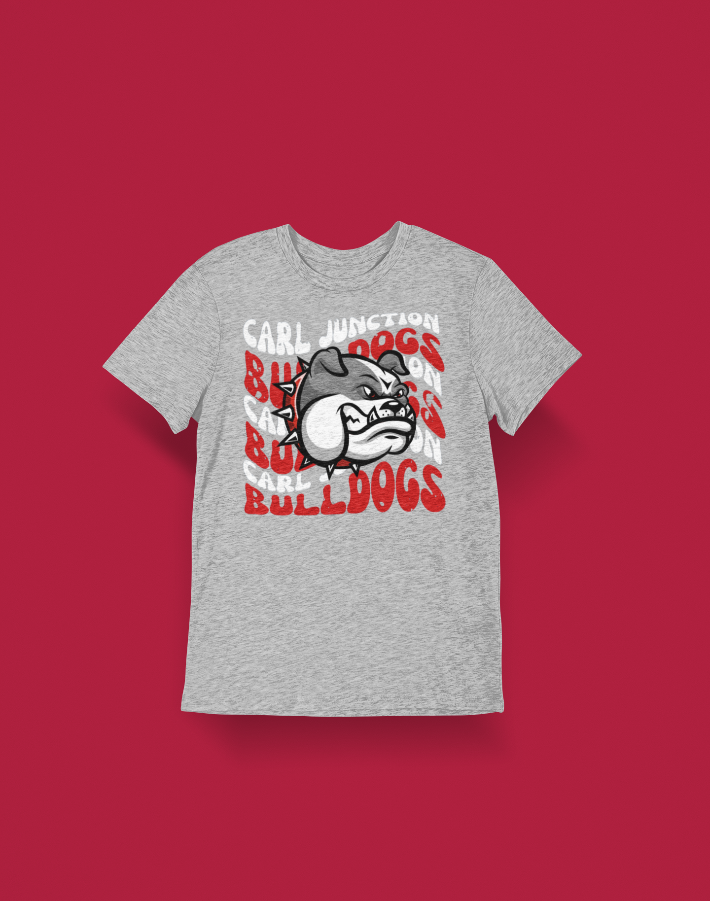 Carl Junction Bulldogs Distressed Wavy Mascot Graphic Tee