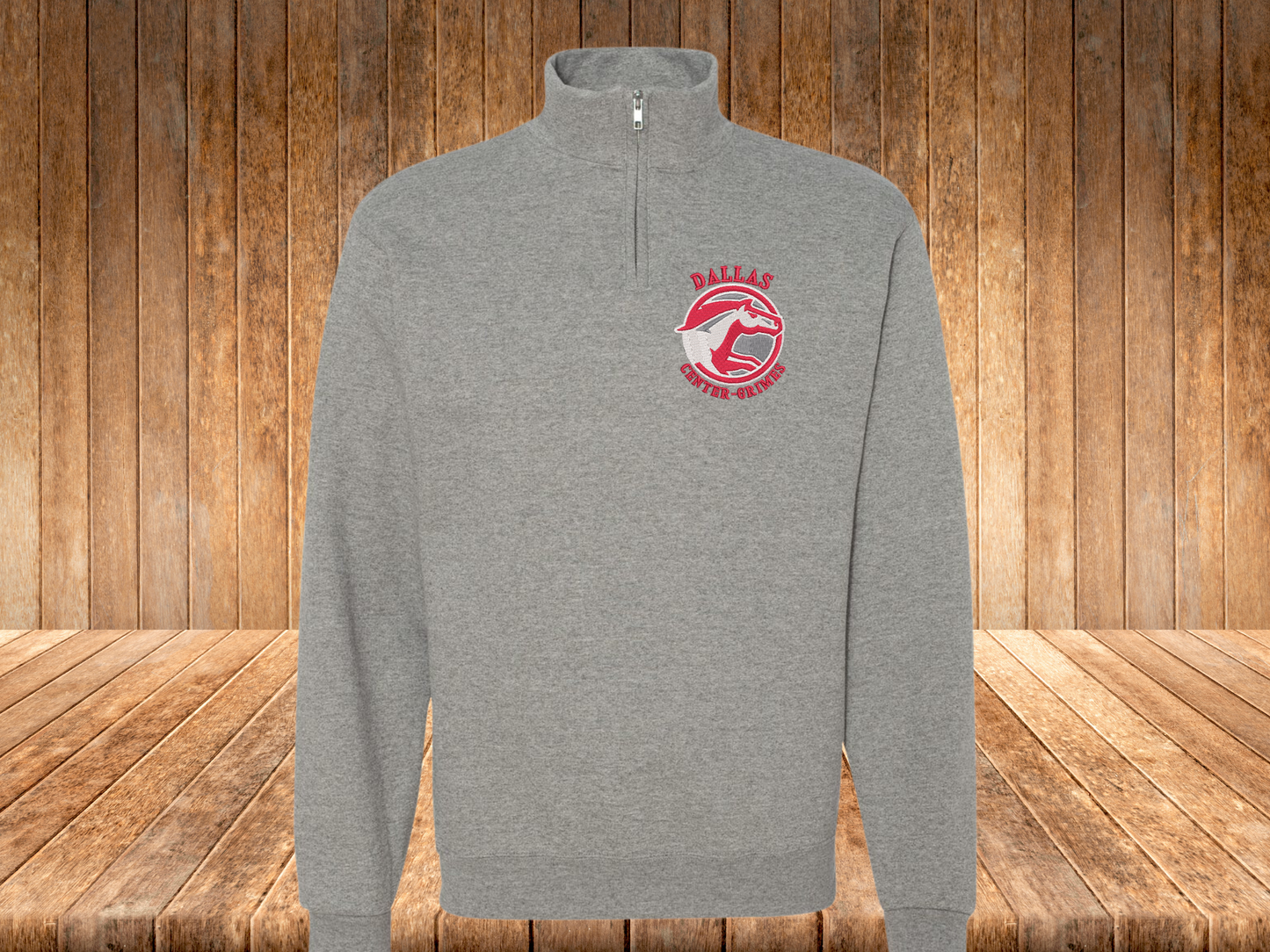 Dallas Grimes-Center Mustangs Embroidered Quarter Zip Fleece Sweatshirt