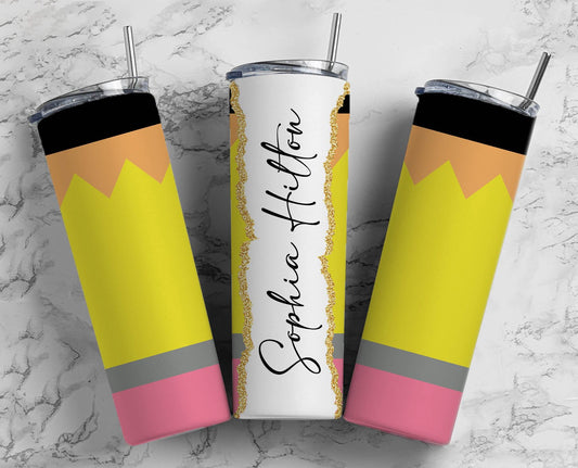 Personalized Pencil Completed 20oz Skinny Tumbler