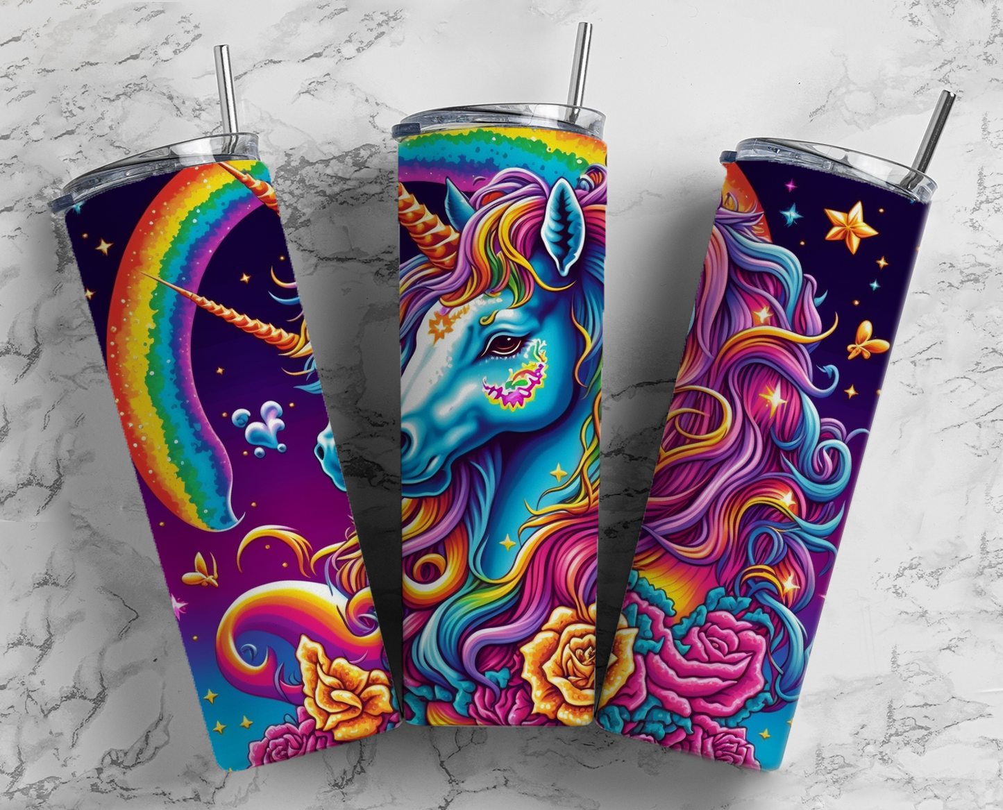 Unicorn and Rainbow Completed 20oz Skinny Tumbler