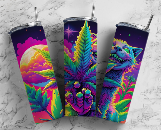 Neon Marijuana Completed 20oz Skinny Tumbler