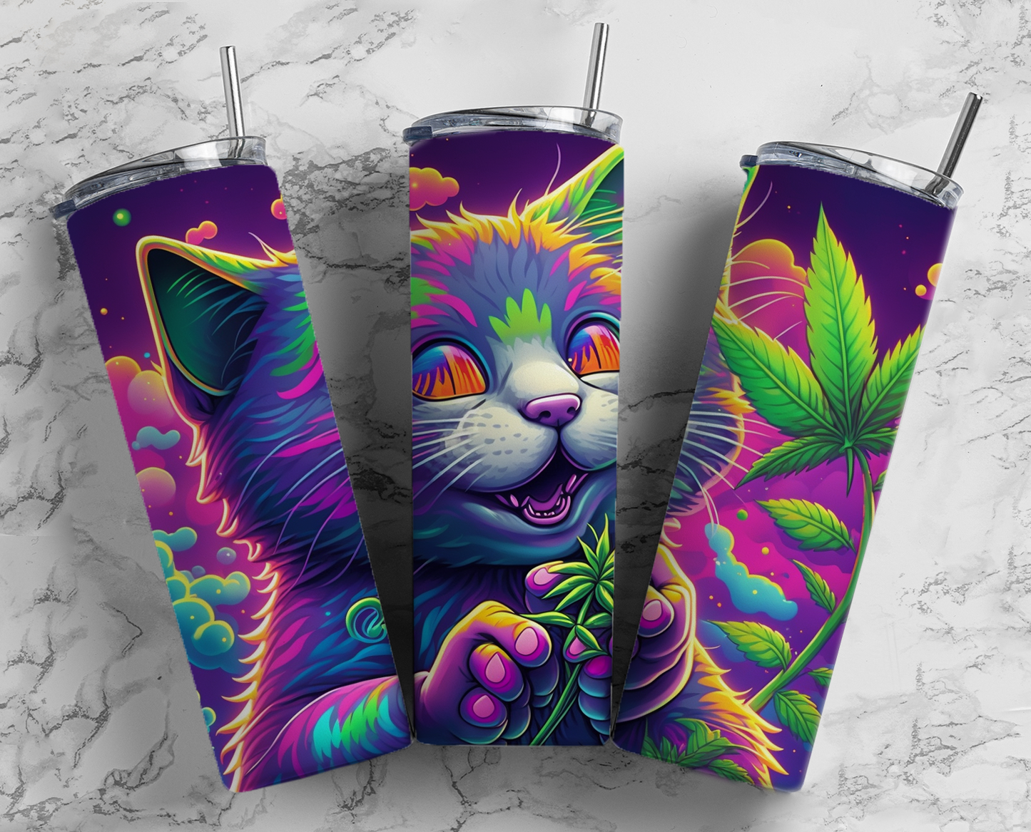 Kitty Cat Catnip Marijuana Completed 20oz Skinny Tumbler