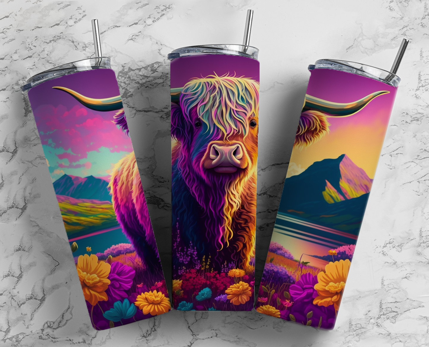 Neon Steer Completed 20oz Skinny Tumbler