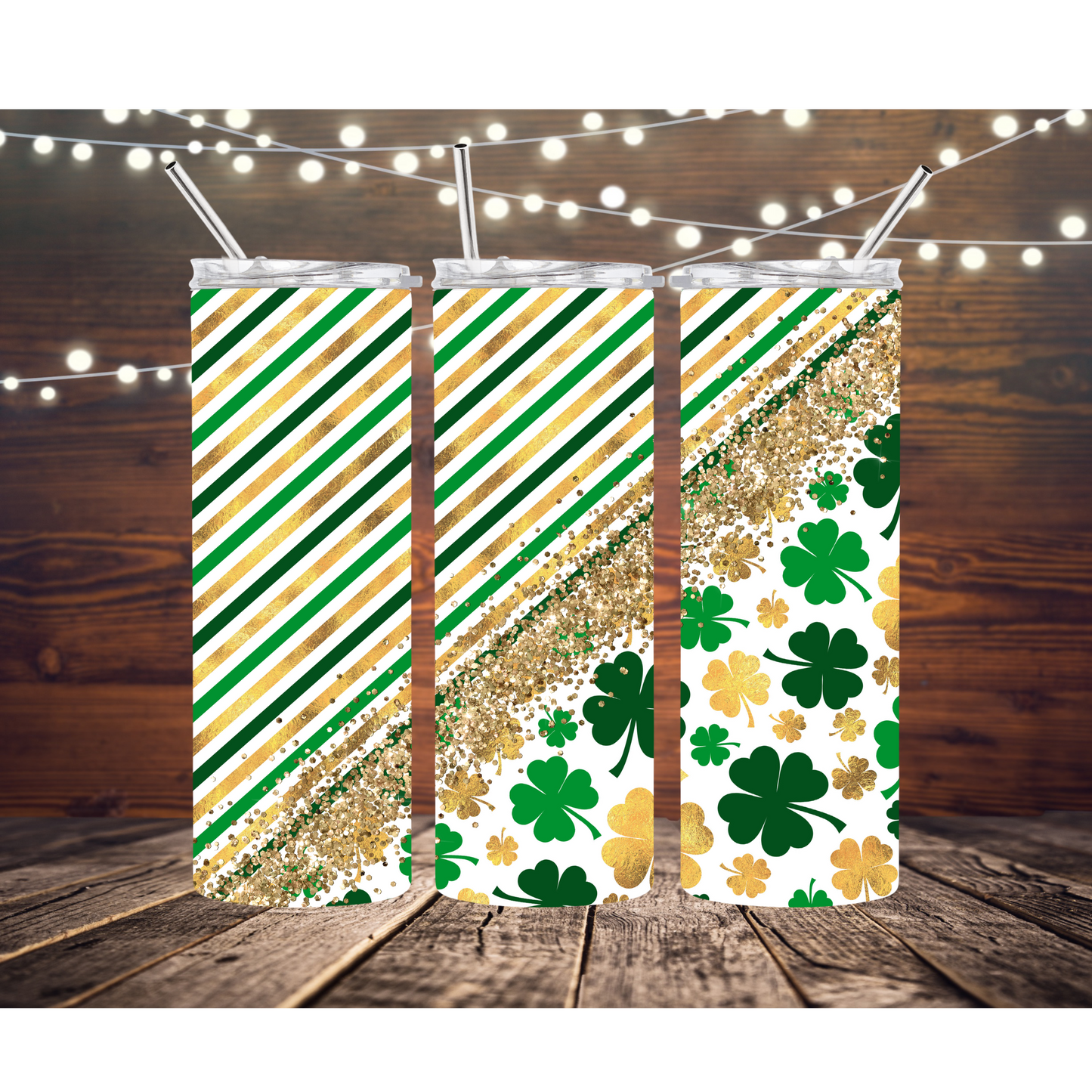 Shamrocks and Stripes St Patricks Day 20oz Skinny Tumbler