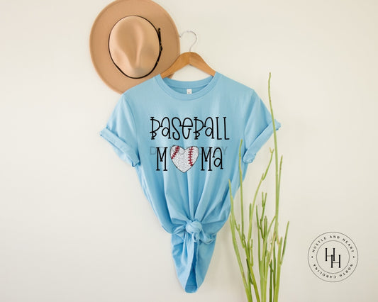 Baseball Mama Cute Heart Graphic Tee Small Dtg