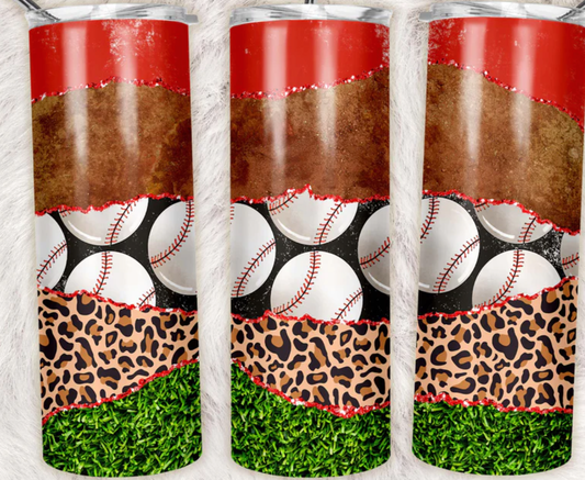 Baseball Mixed Media Completed 20oz Skinny Tumbler