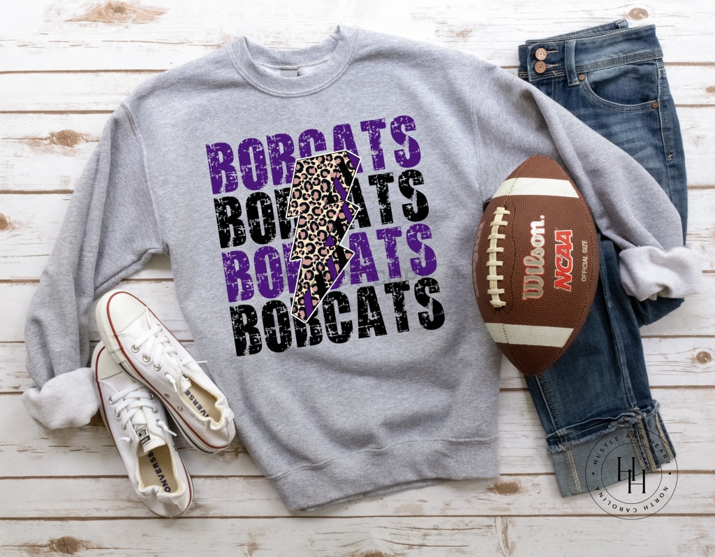 Bobcats Purple/black Lightning Bolt Graphic Tee