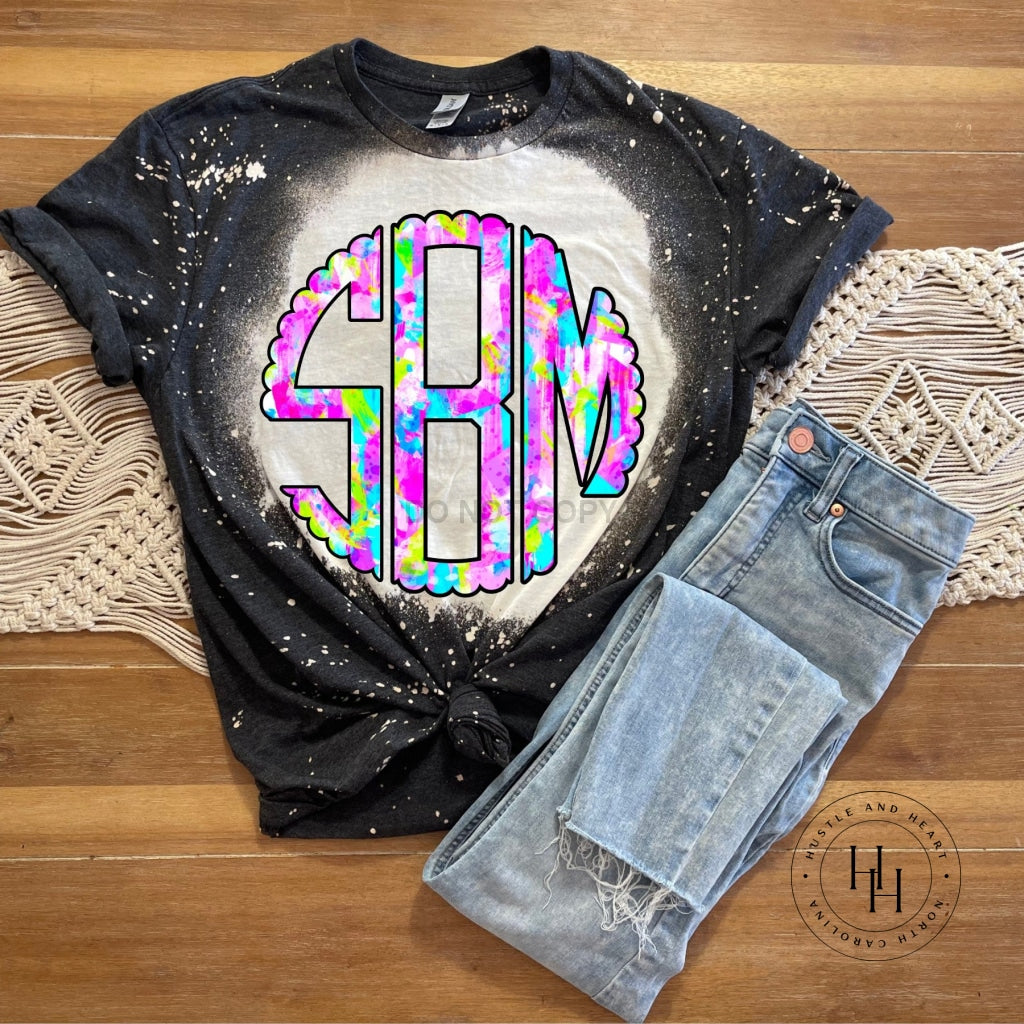 Bright Brush Strokes Monogram Graphic Tee Small / Bleach Shirt