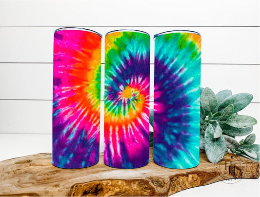 Bright Tie Dye Completed 20Oz Skinny Tumbler Sublimation