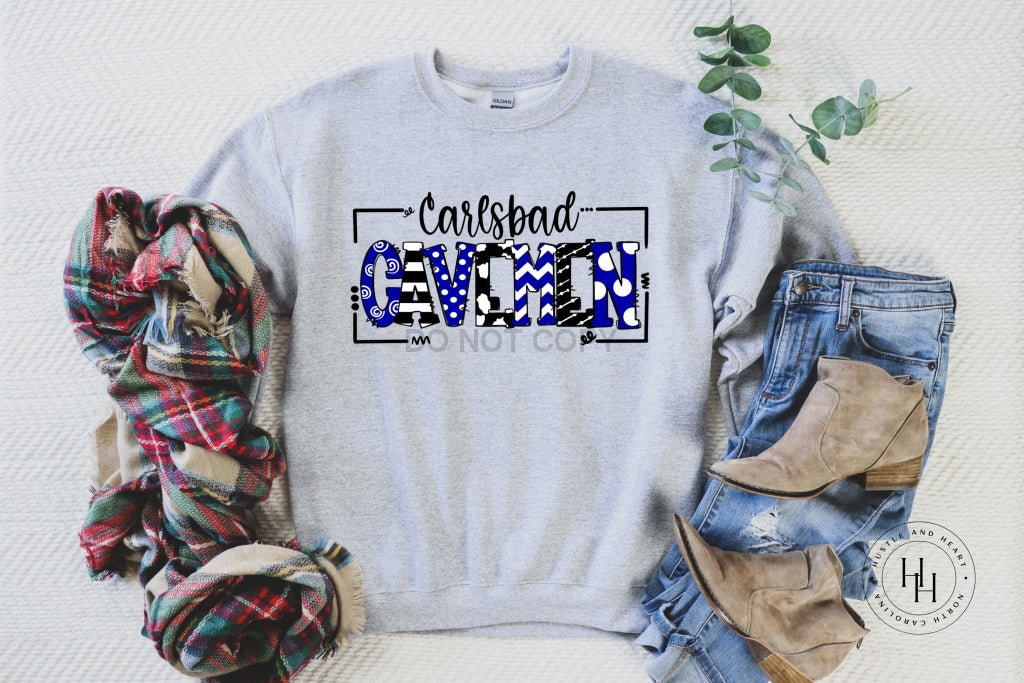 Carlsbad Cavemen Doodle Graphic Tee Youth Small / Unisex Sweatshirt