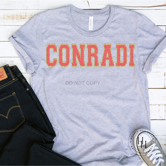 Conradi Grey Faux Chenille Letters Graphic Tee