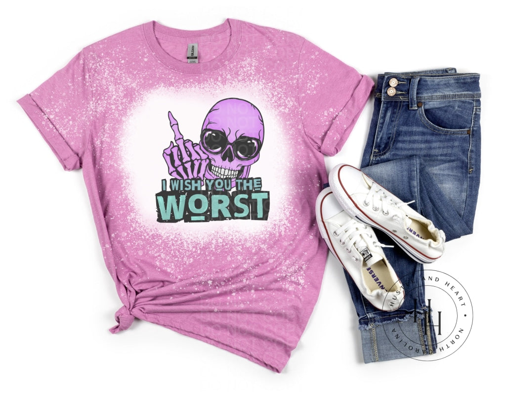 I Wish You The Worst Middle Finger Skeleton - Sublimation Transfer Sublimation