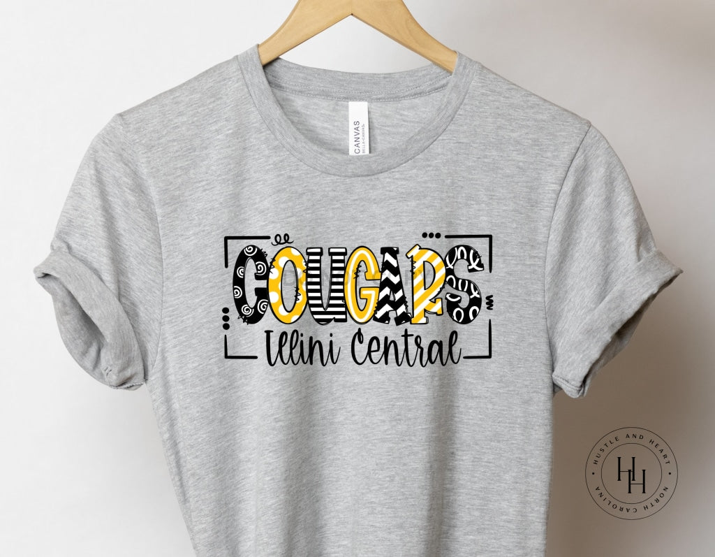 Illini Central Cougars Doodle Graphic Tee Unisex