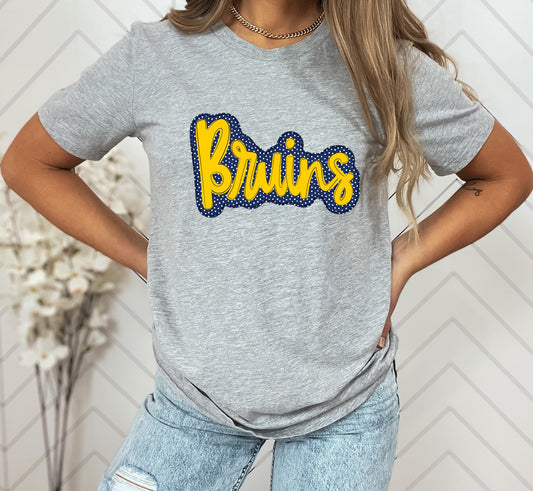 Bruins Yellow/Royal Blue Faux Applique Graphic Tee