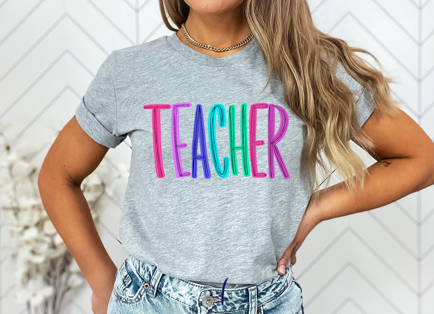 Teacher Scribble Doodle Graphic Tee